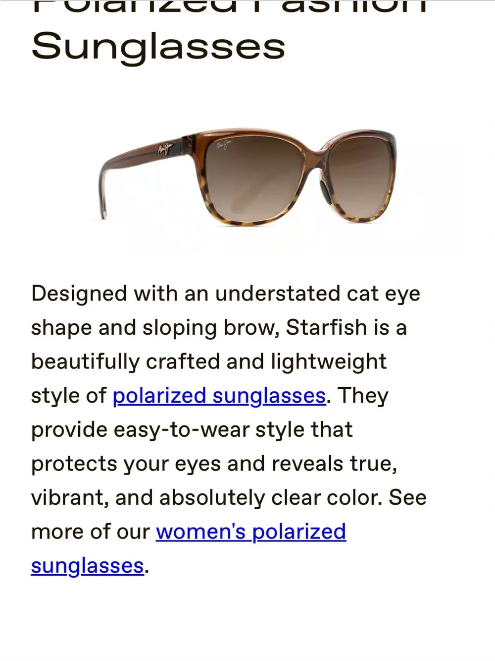 Maui Jim Starfish Chocolate Brown & Tortoise Polarized Sunglasses - EUC